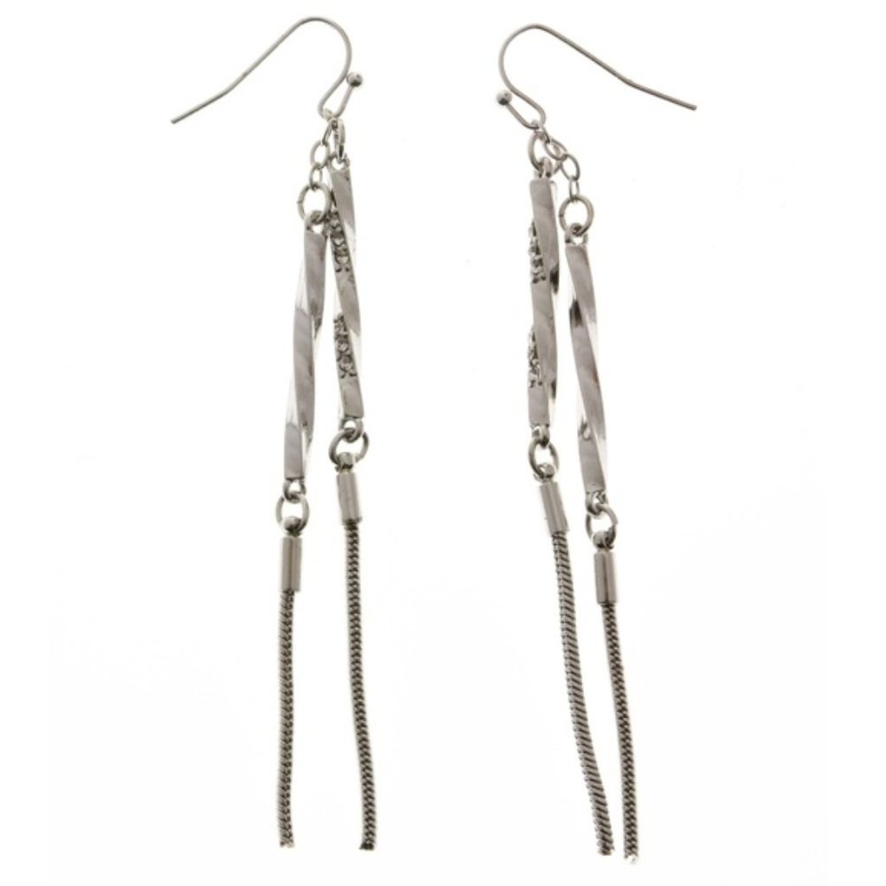 Lane Bryant long silver double strand earrings - Picture 3 of 3